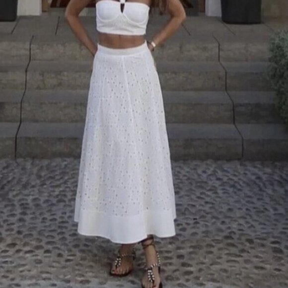 ZARA EMBROIDERED CAPE SKIRT OYSTER WHITE SIZE L 2788/972/251 - Picture 3 of 5
